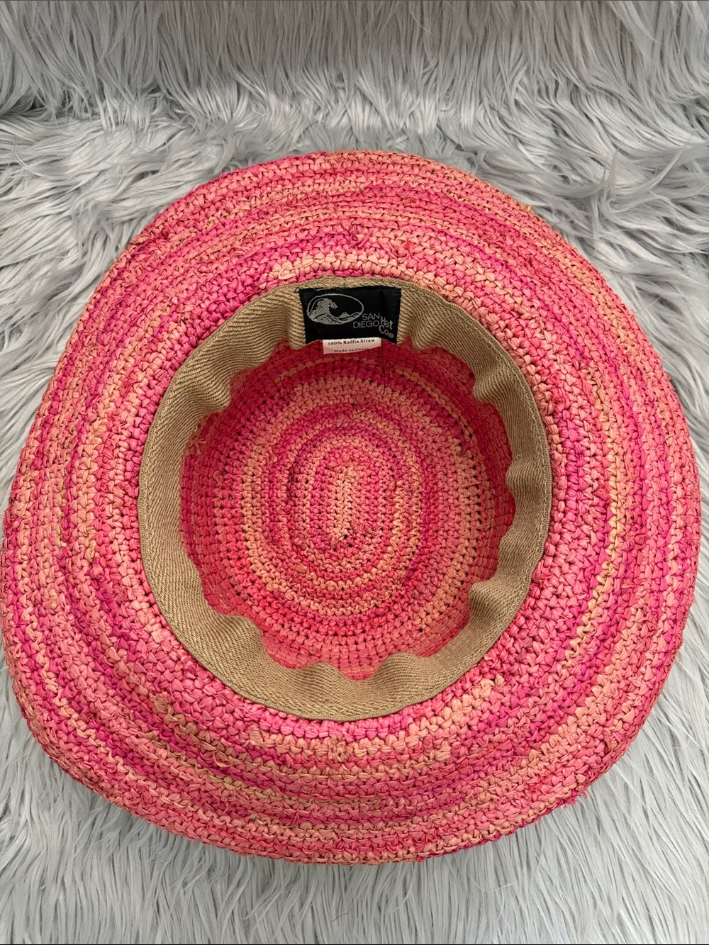 San Diego Hat Company Pink Rattan Braided Sun Hat - Picture 7 of 16